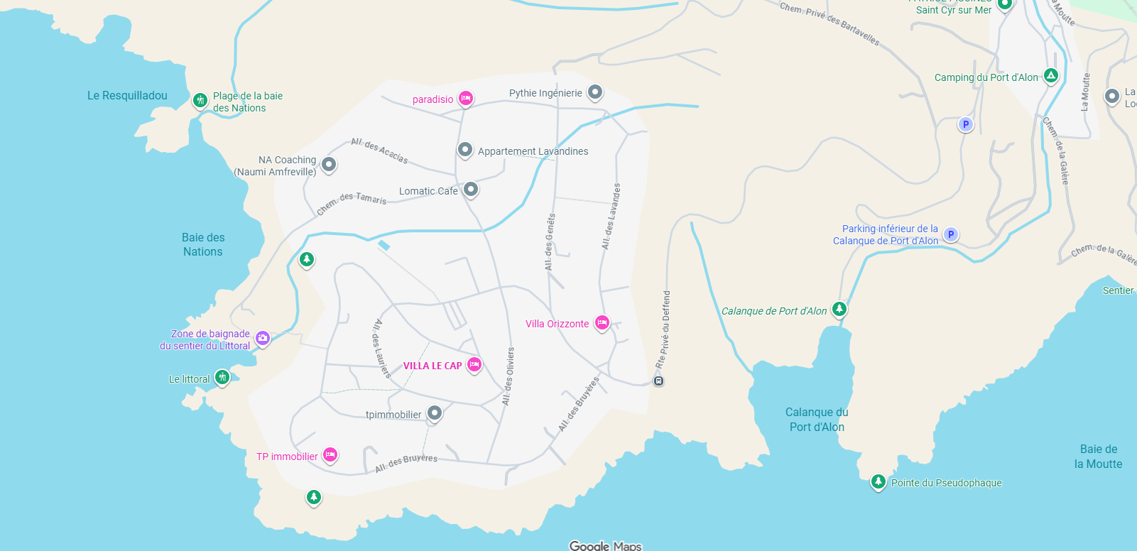 Map view of the villa